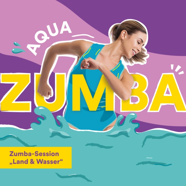 Frau macht Sport im Wasser - Ankündigung zum Aqua Zuma Event im Rheinblick 741.